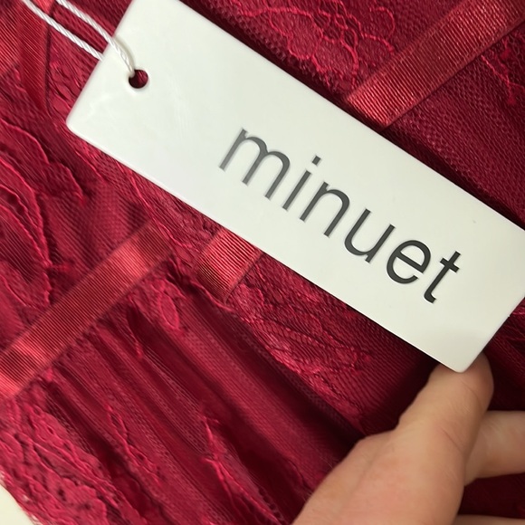 NEW Minuet burgundy sleeveless strappy prom gala formal lacey maxi long gown - Picture 8 of 11